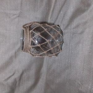 Glass Lanturn with Criss-cross Rope Pattern